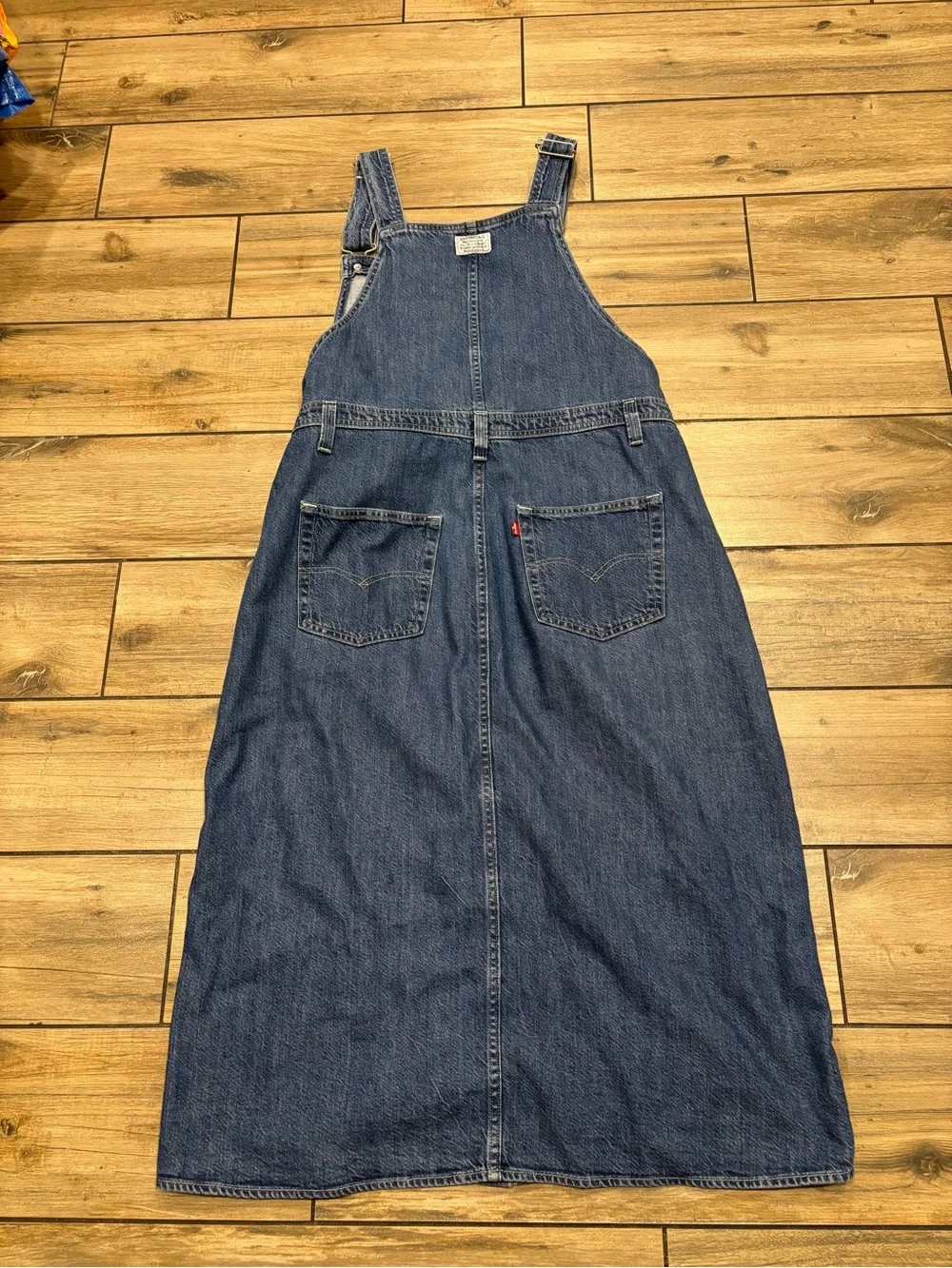 Levis Denim Long Overall Dress Button Front Midi Maxi Size Medium - Picture 2 of 9